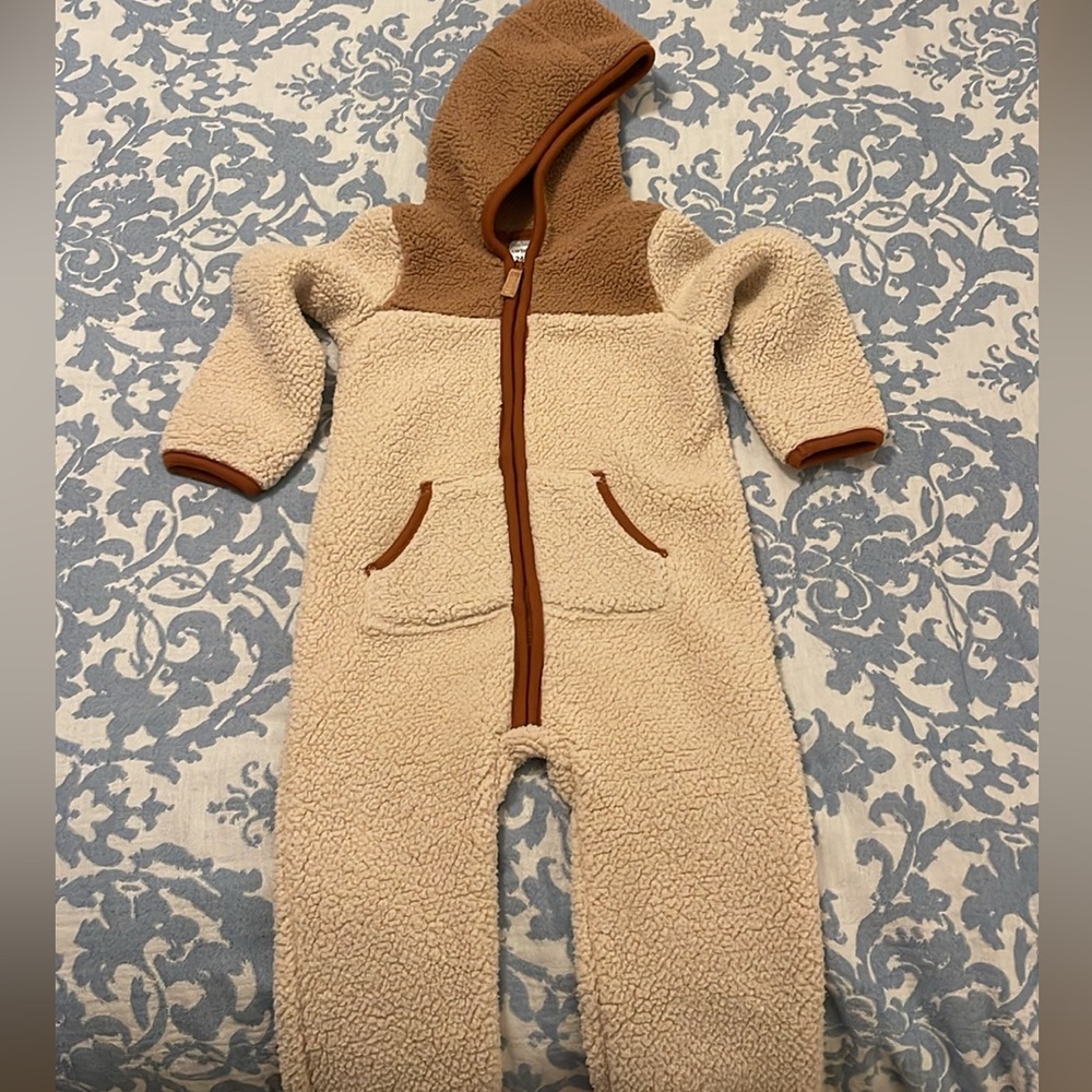 Cozy Cream and Brown Sherpa Kids Jumpsuit